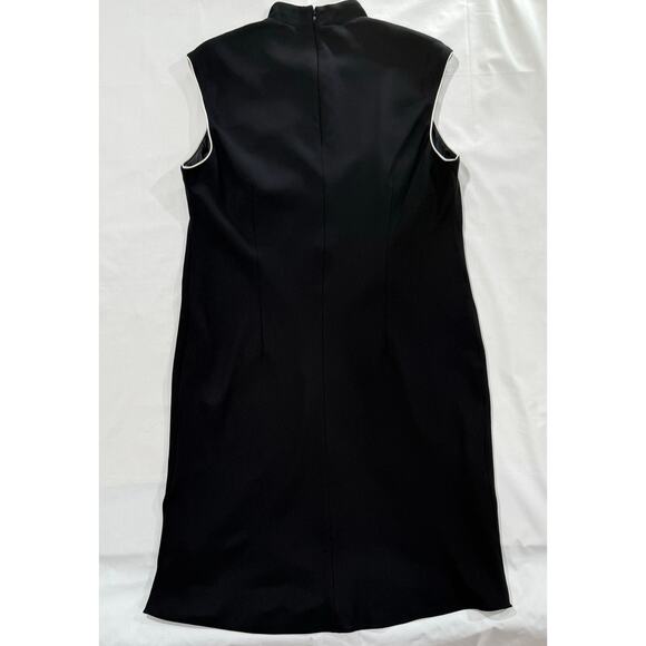 Vintage Kasper Dress Black and Cream Asian Inspired Women's Size 16 (091) - Picture 5 of 8